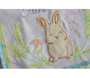 Stickdatei - Frohe Ostern Hase im Kranz inkl. Einzeldateien